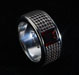 WOVEN SILVER AND GARNET RING